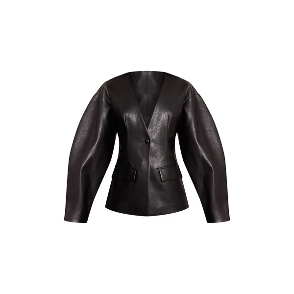 Noir Blazer Synthétique À Taille Cintrée