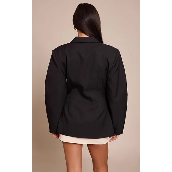 Noir Blazer À Manches Cocon Et Détail Asymétrique