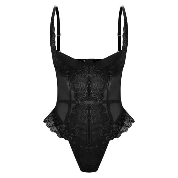 Noir Body En Dentelle Brodée De Cœurs