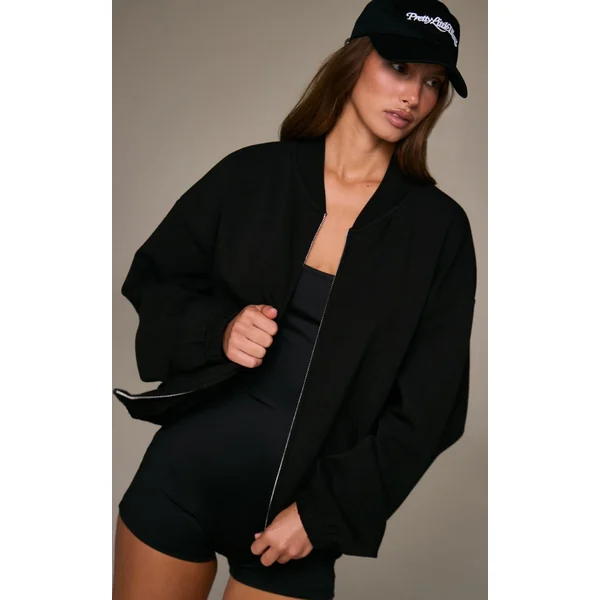 Noir Bomber Interlock Brodé