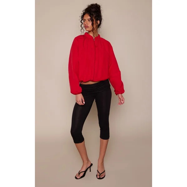 Noir Capri En Jersey À Taille Repliable