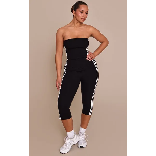 Noir Capri Sculptant À Détails De Bandes Contrastées Shape