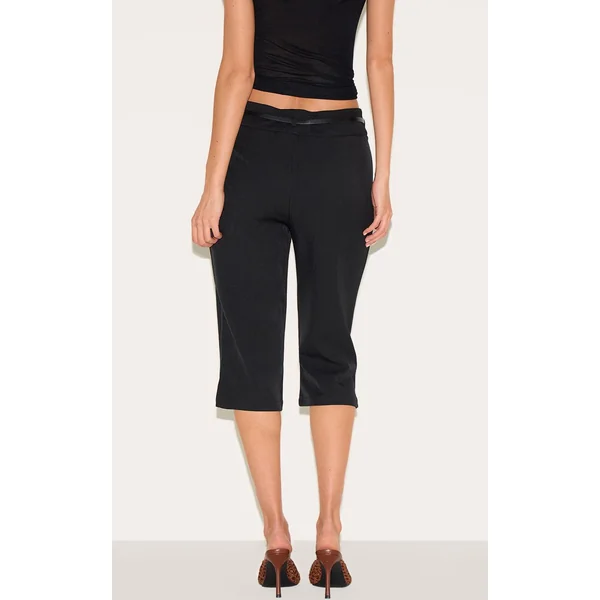 Noir Capri À Détail Ceinture Tissé