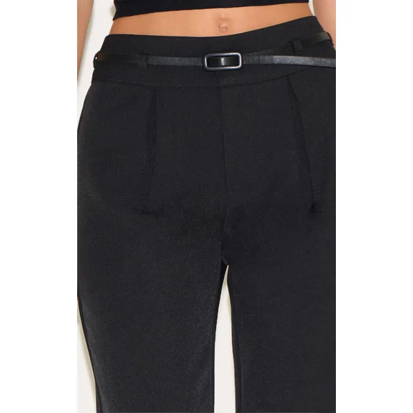 Noir Capri À Détail Ceinture Tissé