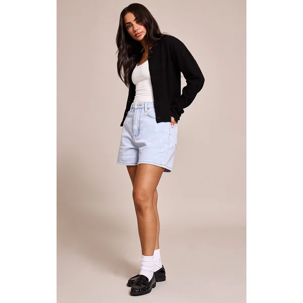 Noir Cardigan Boutonné En Maille Petite