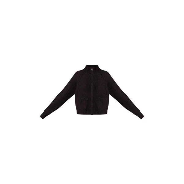 Noir Cardigan En Maille Zippé Avec Détail De Poches