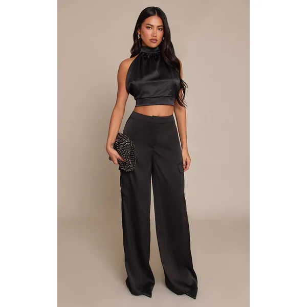 Noir Cargo Large En Satin