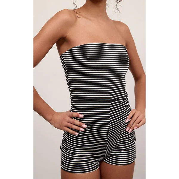 Noir Combinaison Bandeau À Rayures En Jersey
