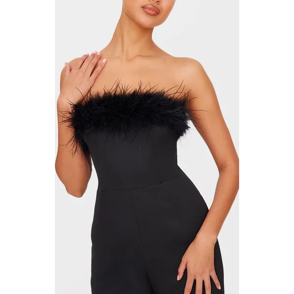 Noir Combinaison-pantalon Jambe Droite Bandeau En Synthétique