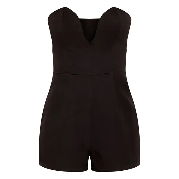 Noir Combinaison-short Ajustée Tissée Avec Barre En U