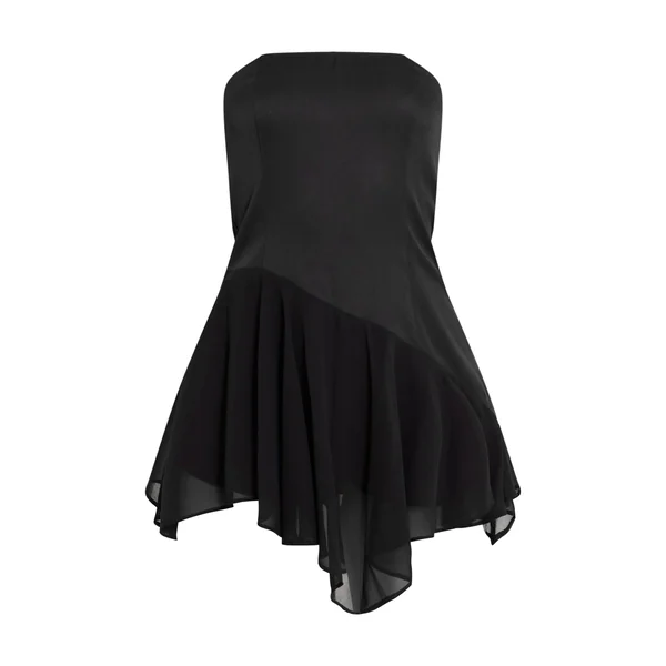 Noir Combinaison-short Bandeau Tissée À Détail Volants
