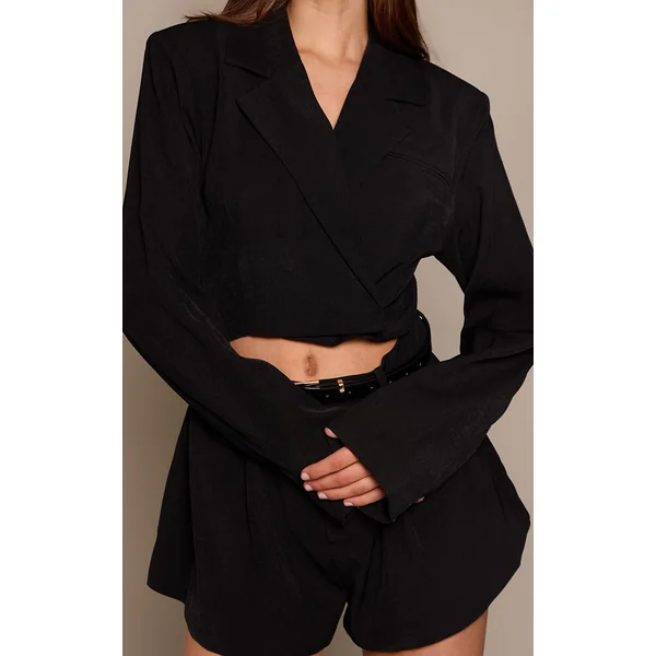 Noir Combinaison-short Style Blazer Avec Ceinture