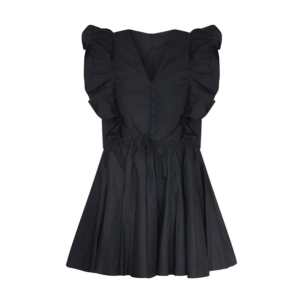 Noir Combi-short Évasée En Popeline Avec Détails Boutonnés