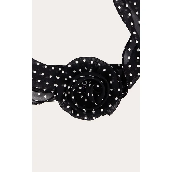 Noir Corsage Fleur À Pois