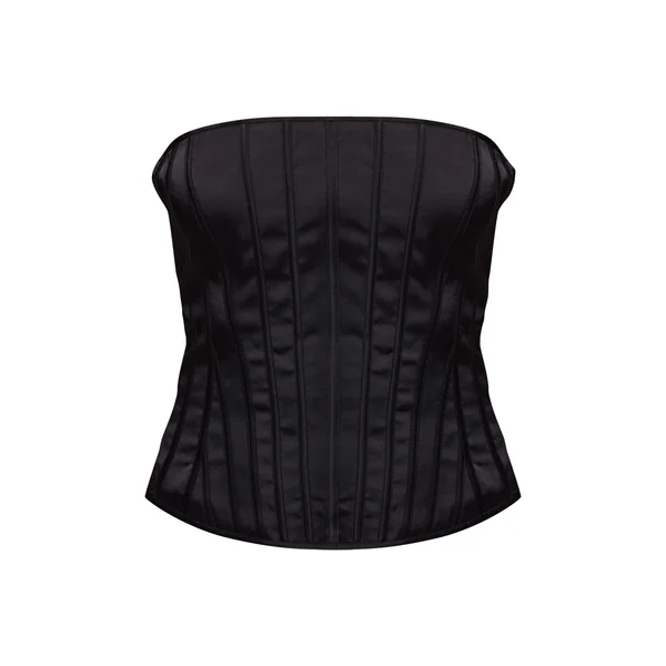 Noir Corset Bustier Satiné À Baleines