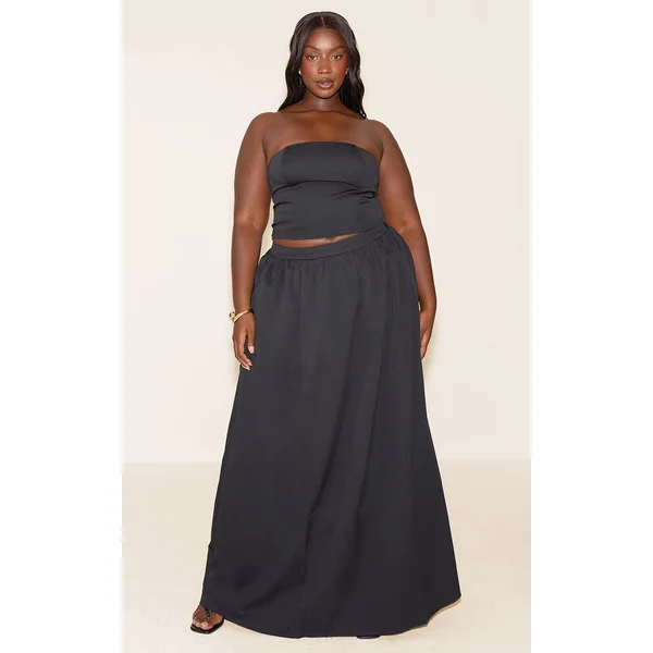 Noir Corset Tissé Extensible Structuré Grande Taille