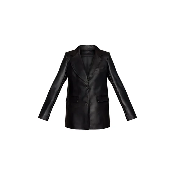 Noir Délavé Blazer En Synthétiquecuir Texturé