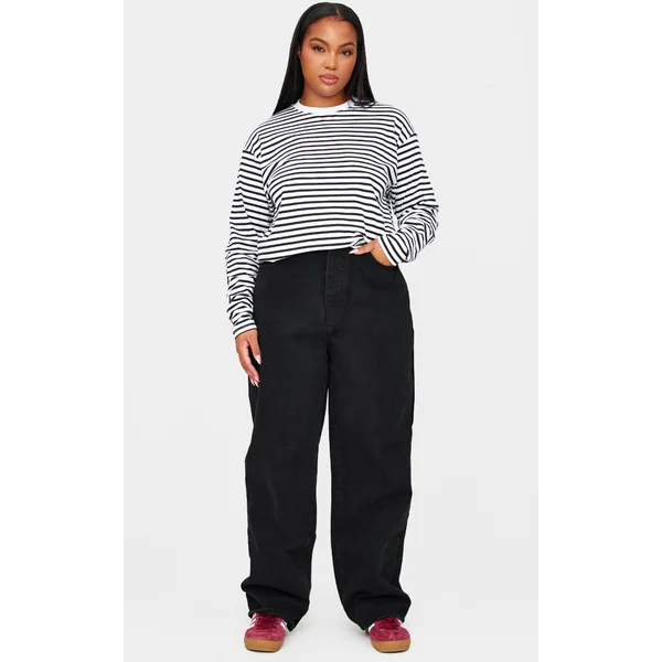 Noir Délavé Prettylittlething Plus Jean Boyfriend