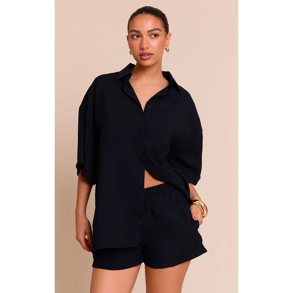 Noir Ensemble Coordonné Chemise Boutonnée