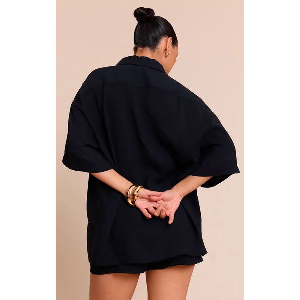 Noir Ensemble Coordonné Chemise Boutonnée