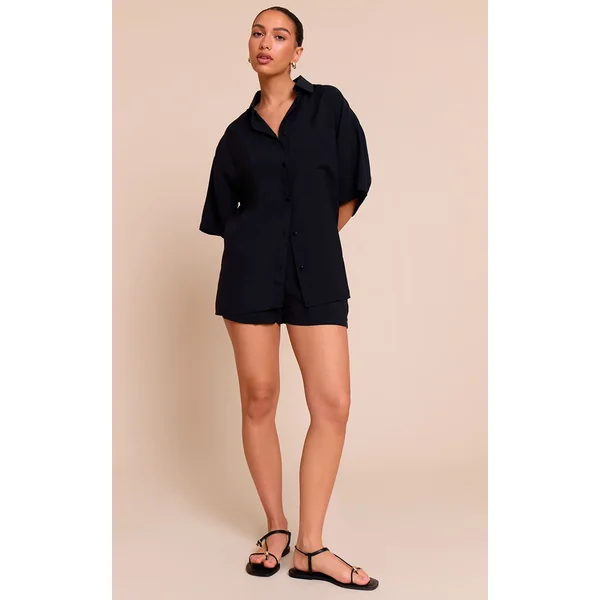 Noir Ensemble Coordonné Chemise Boutonnée