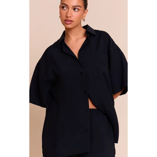 Noir Ensemble Coordonné Chemise Boutonnée