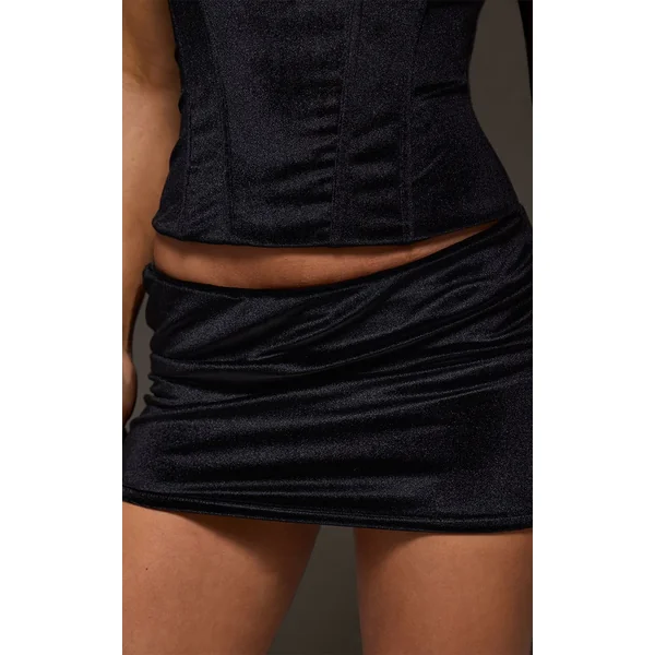 Noir Ensemble Coordonné Mini-jupes En Velours