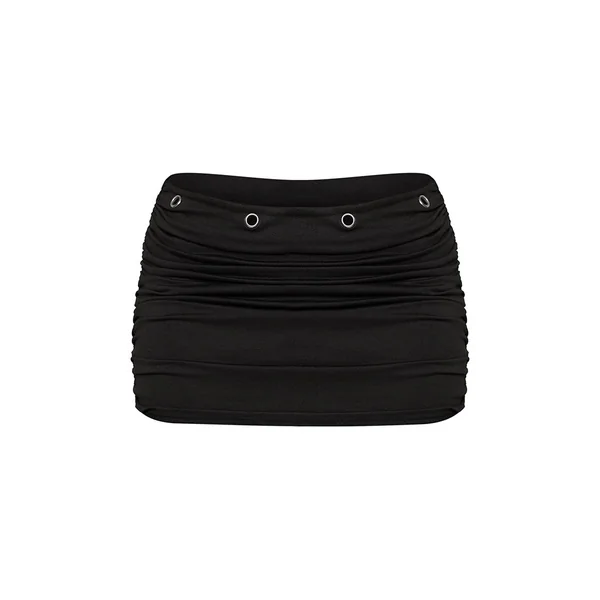 Noir Ensemble Jupe Mini Froncée Avec Détails Œillets Petite