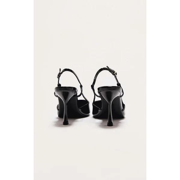 Noir Escarpins À Talons Hauts Vernis À Bout Pointu Coupe Large