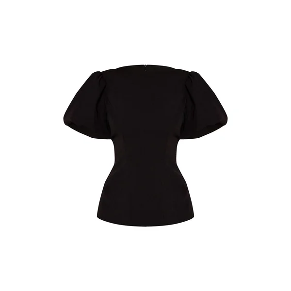 Noir Haut Ajusté Tissé À Manches Bouffantes