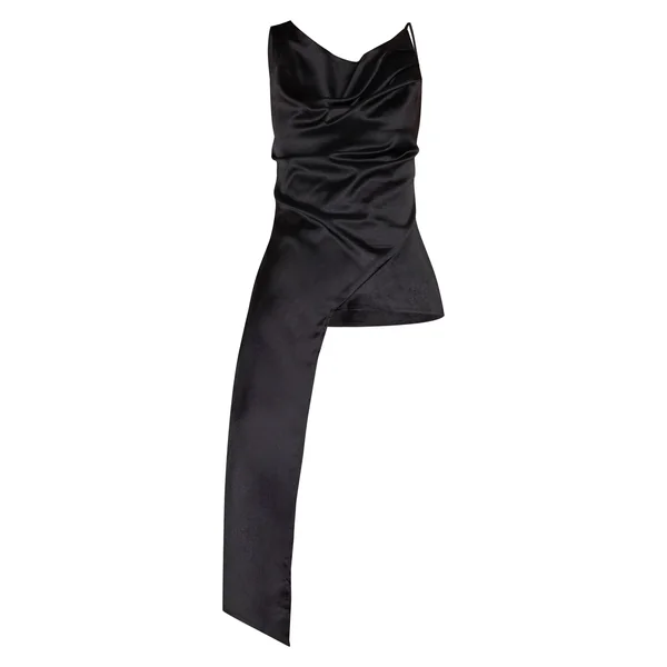 Noir Haut Asymétrique En Satin