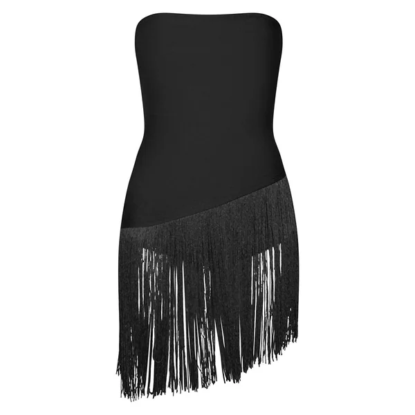 Noir Haut Asymétrique À Bandage Avec Ourlet À Franges