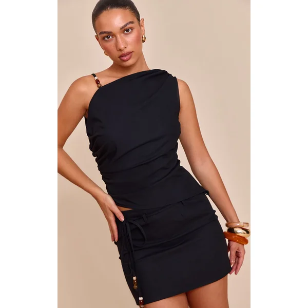 Noir Haut Asymétrique À Détails De Finition
