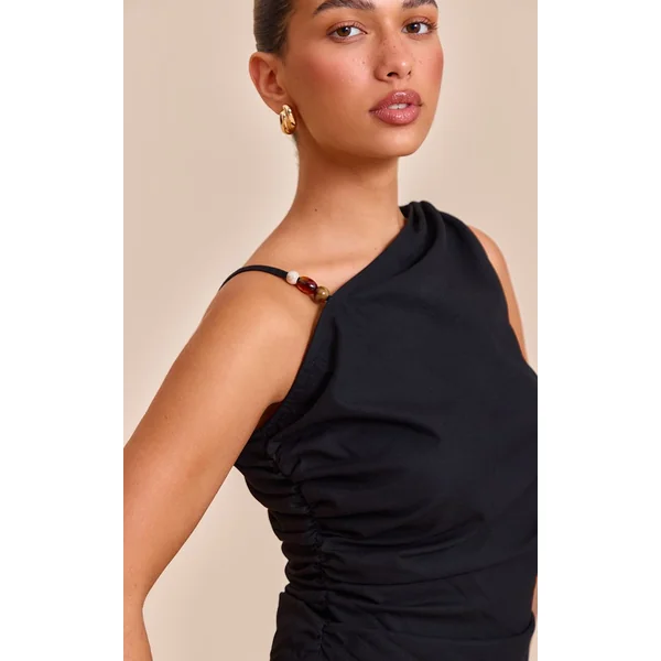 Noir Haut Asymétrique À Détails De Finition