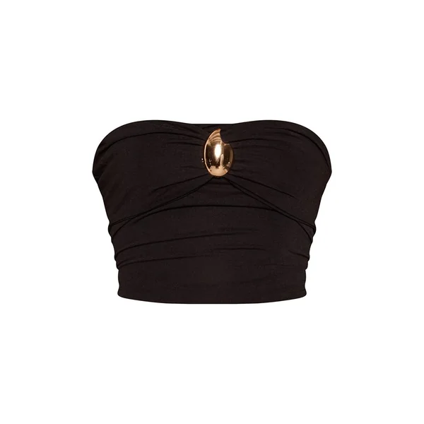 Noir Haut Bandeau Coordonné Avec Détail De Bordure Dorée