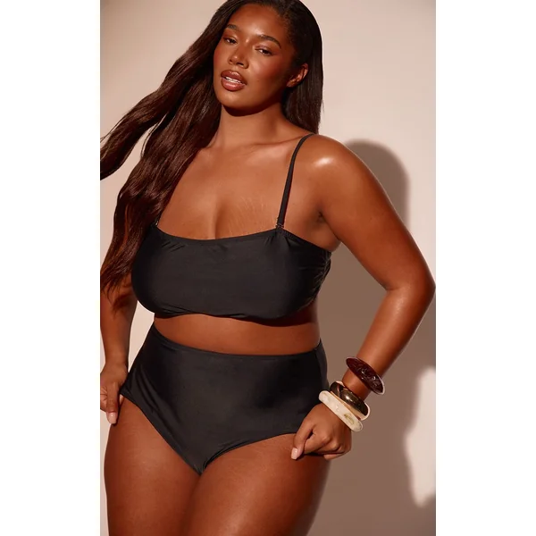 Noir Haut De Bikini Bandeau Basique Grande Taille