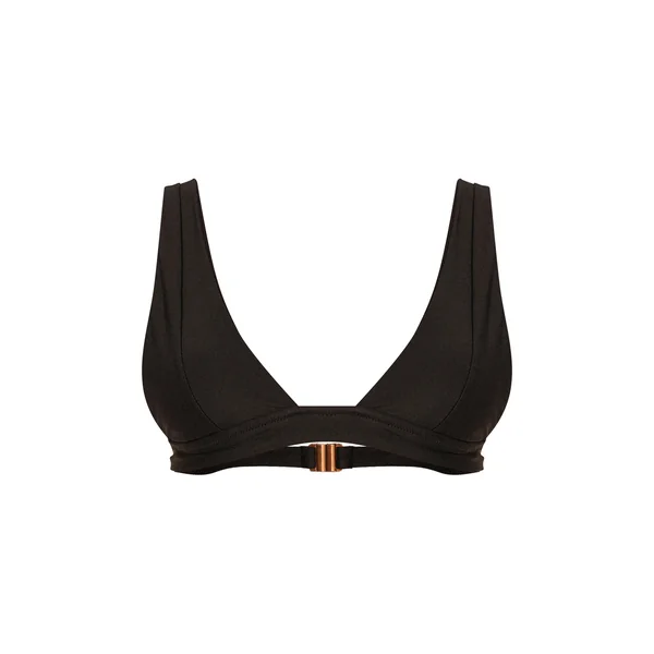 Noir Haut De Bikini Triangle Plongeant Aqua Avec Détails De Coutures