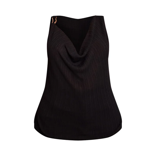 Noir Haut En Maille Grande Taille Col Bénitier Avec Détails Contrastés