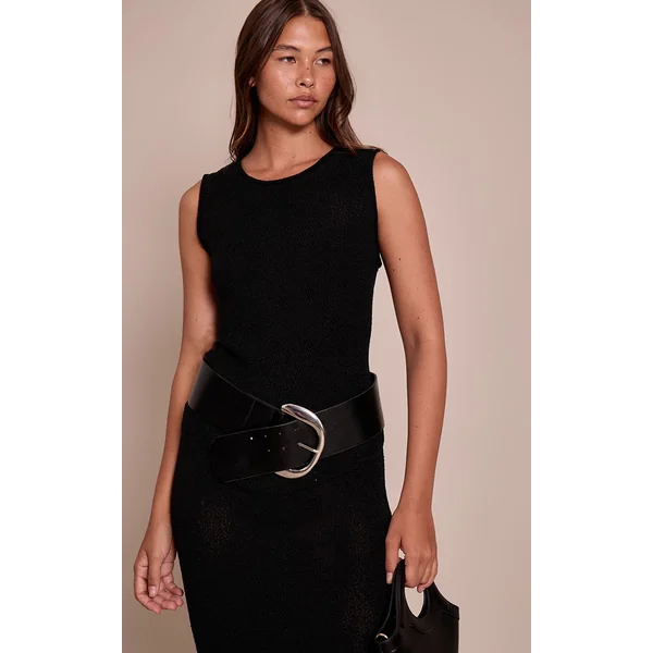 Noir Haut En Maille À Pompons Asymétrique