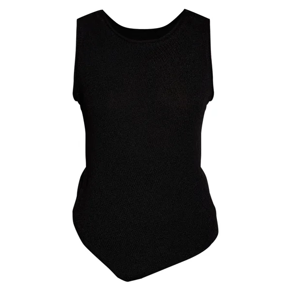 Noir Haut En Maille À Pompons Asymétrique