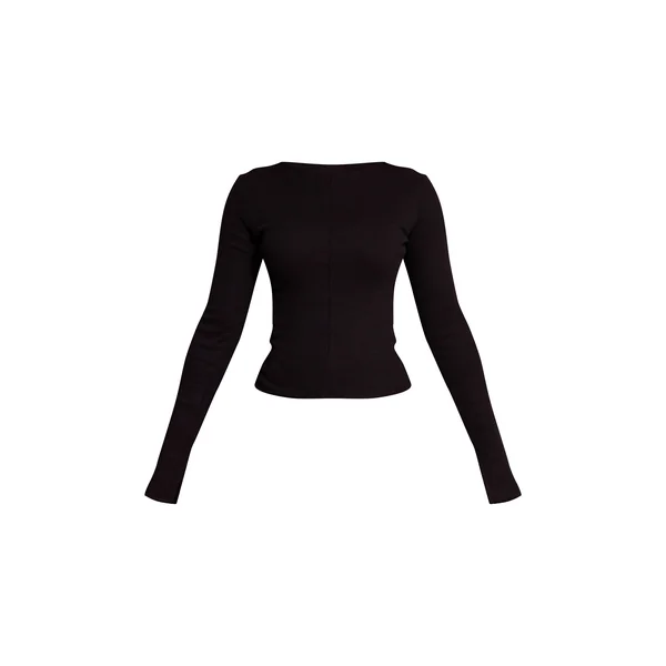 Noir Haut Petite À Manches Longues Avec Détail De Couture