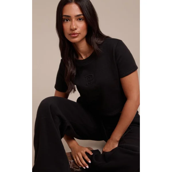 Noir Haut Sweat Ajusté Prettylittlething Petite