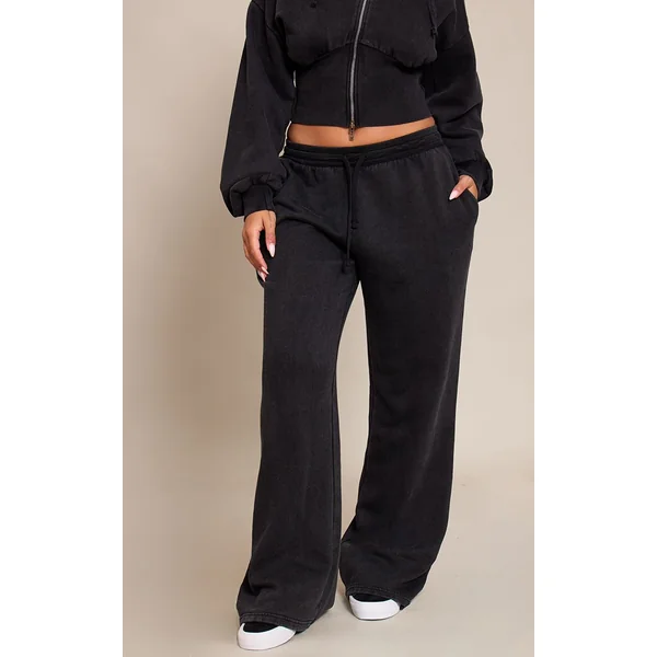 Noir Jogging Shape Droit Effet Délavé À Nouer Devant