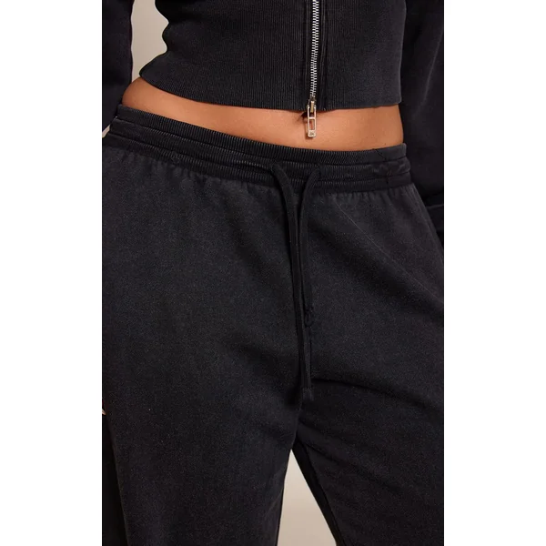 Noir Jogging Shape Droit Effet Délavé À Nouer Devant