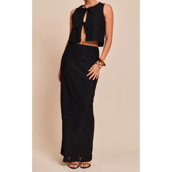Noir Jupe Longue À Motifs Petite