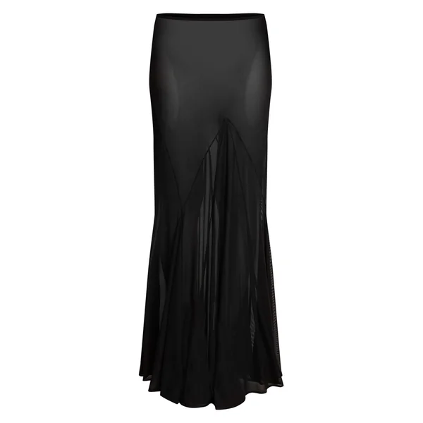 Noir Jupe Longue Évasée Transparente