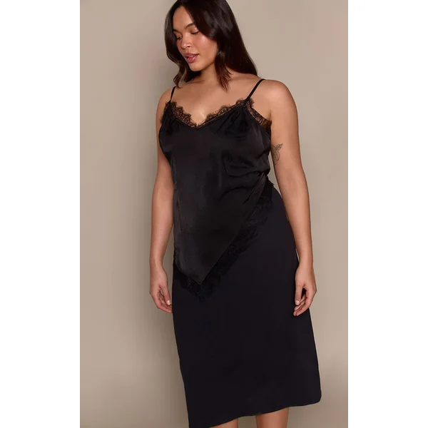 Noir Jupe Midi Grande Taille Toucher Doux