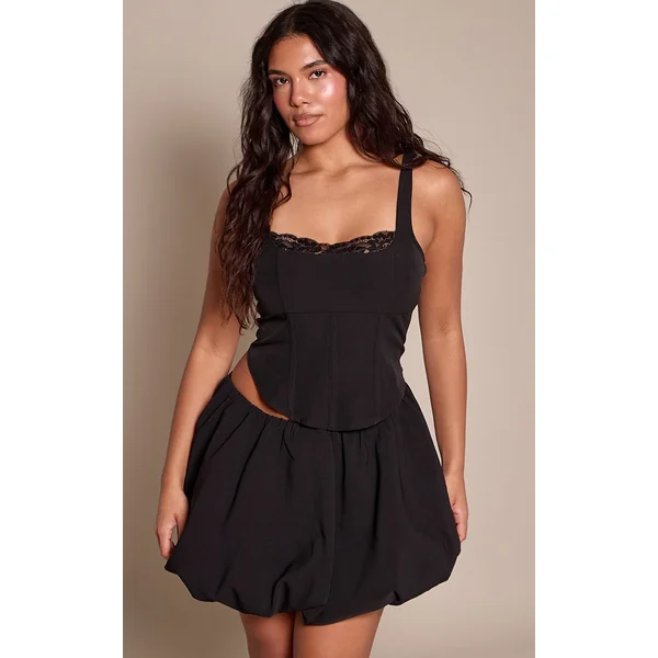 Noir Jupe Mini Boule Ajustée Shape