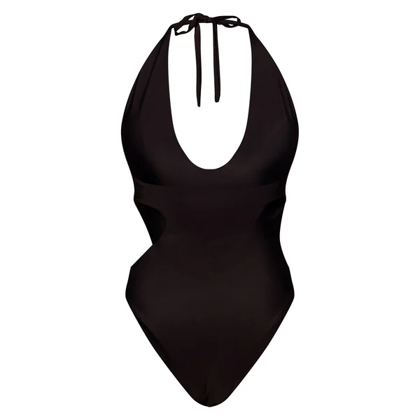 Noir Maillot De Bain Plongeant À Découpes