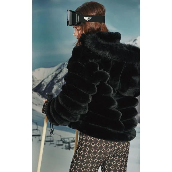 Noir Manteau En Synthétique À Panneaux